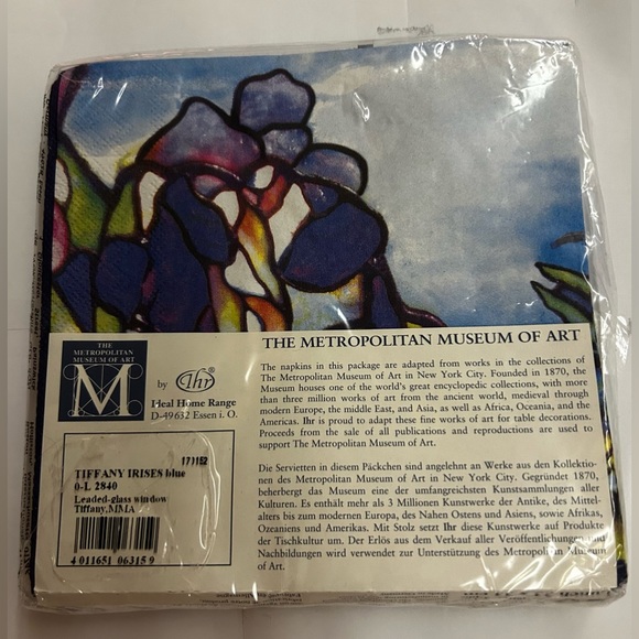 New 20 Paper Napkins Tiffany Museum MOMA 6 1/2” x 6 1/2” made in Germany - Picture 5 of 16